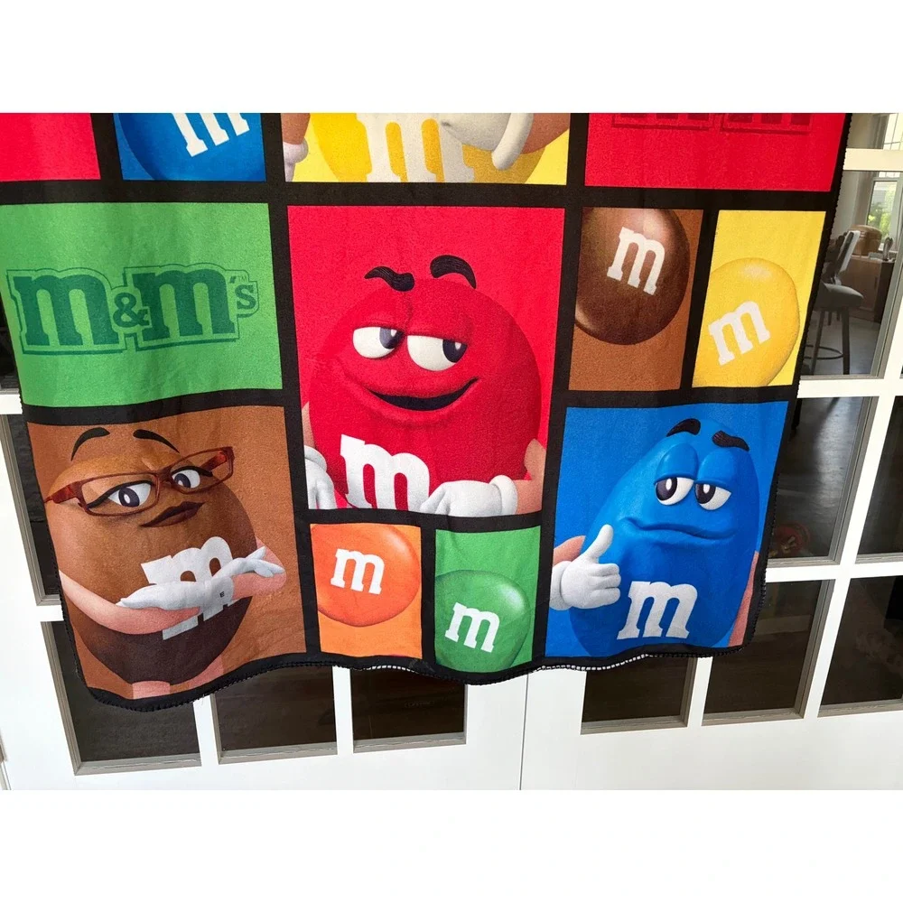Official M&M's World Character Fleece Throw Blanket One Size Colorful Comic Grid